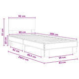 Bed Frame with Headboard Black Oak 80 x 200 cm Engineered Wood 8009087