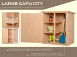 Wooden Garden Storage Shed Fir Wood Tool Cabinet Organiser with Shelves 75L x 56W x115Hcm T3398P315365