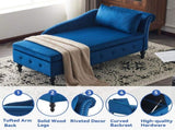 Velvet Chaise Lounge Sofa with Storage, Upholstered Chaise lounge Couch with Pillow for Living Room, N652P201198B