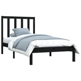 Bed Frame without Mattress Black Solid Wood Pine 100x200 cm 3105154