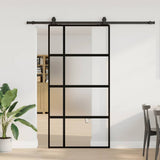 Sliding Door with Hardware Set Black 102,5x205 cm Tempered Glass 3375980