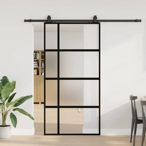 Sliding Door with Hardware Set Black 102.5x205 cm Tempered Glass 3375980