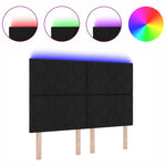 ZNTS LED Headboard Diamond Blocks Design Black 144 cm Fabric 3338516