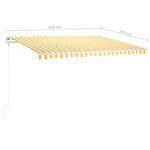 ZNTS Manual Retractable Awning with LED 4.5x3 m Yellow and White 3069963