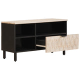 TV Cabinet White Wash Finish 80 x 33 x 46 cm Solid Mango Wood 4017881