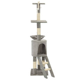 170578 Cat Tree with Sisal Scratching Posts 138 cm Grey