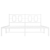Metal Bed Frame without Mattress with Headboard White 150x200cm 374292