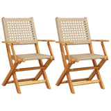 Garden Chairs 2 pcs Beige Solid Wood Acacia and Poly Rattan 367665