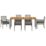 Garden Dining Set 7 pcs Grey Poly rattan 3334913