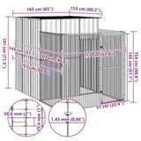 Dog House with Run Light Grey 165x251x181 cm Galvanised Steel 172366