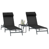 Sunloungers 2-person 3 pcs Black and Anthracite Steel 42010349