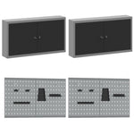 ZNTS 10 Piece Work Cabinet and Pegboard Set - Black MDF and Metal 3321482