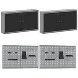 ZNTS 10 Piece Work Cabinet and Pegboard Set - Black MDF and Metal 3321482