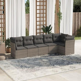 ZNTS 6 Piece Garden Sofa Set with Cushions Grey Poly Rattan 3217660