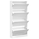 ZNTS Shoe Cabinet with 4 Flip-Drawers White 80x21x163.5 cm 3214364