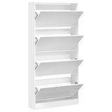 ZNTS Shoe Cabinet with 4 Flip-Drawers White 80x21x163.5 cm 3214364