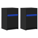 ZNTS Bedside Cabinets with LED Lights 2 pcs Black Engineered Wood 852001