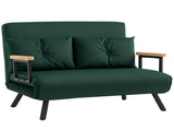 4-in-1 Velvet-Feel Double Sofa Bed, with Pillows - Green T3398P329493