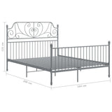 Bed Frame without Mattress Grey Metal 160x200 cm 324855