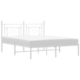 Metal Bed Frame without Mattress with Headboard White 150x200cm 374390