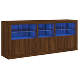 Sideboard with LED Lights Brown Oak 162x37x67 cm 3209001