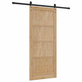 Sliding Door Natural and Black 86 x 198.5 cm Solid Pine Wood 3333174