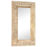 Hand-Carved Mirror 80x50x2.6 cm Solid Mango Wood 321645