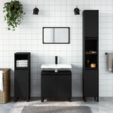 ZNTS 3 Piece Bathroom Furniture Set Black Engineered Wood 3190284
