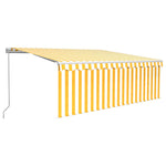 Manual Retractable Awning with Blind 4x3m Yellow&White 3069298