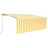 Manual Retractable Awning with Blind 4x3m Yellow&White 3069298