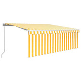Manual Retractable Awning with Blind 4x3m Yellow&White 3069298