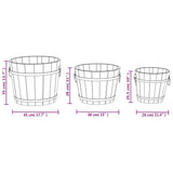 3 Piece Wooden Bucket Planter Set Solid Wood Fir 363361