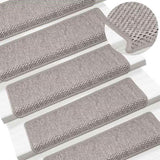 Stair Mats Self-adhesive Sisal-Look 15 pcs 65x21x4 cm Silver 326883