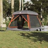 Family Tent Cabin 6-Person Grey and Orange Waterproof 4009568