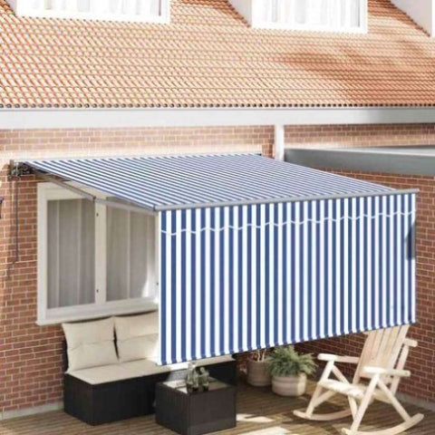 Retractable Awning Manual Blue and anthracite 350 x 250 cm 3330202