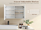 Arched Bathroom Mirror Cabinet with Adjustable Shelves - White T3398P423513