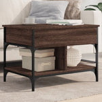 ZNTS Coffee Table Brown Oak 70x50x50 cm Engineered Wood and Metal 845365