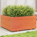 ZNTS Garden Planter Wax Brown 100x100x49.5 cm Solid Wood Pine 3282541