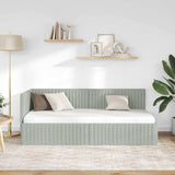 Corner Bed Frame with Headboard Light grey 90 x 190 cm Velvet 42016256