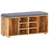 Hall Bench Natural wood, Grey Solid mango wood, 100% polyester fabric 285891