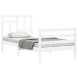 Bed Frame without Mattress White Single Solid Wood 3194927