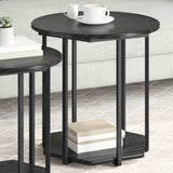 Side Table Set with Shelf 2 pcs Black Oak 869714