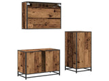 Bathroom Furniture Set with Door 3 pcs Old Wood Engineered Wood 3402432
