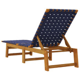 ZNTS Sun Lounger Dark Blue Solid Wood Acacia and Fabric 366509