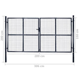 Mesh Garden Gate Galvanised Steel 300x150 cm Grey 143365