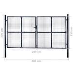 ZNTS Mesh Garden Gate Galvanised Steel 289x150 cm Grey 143365