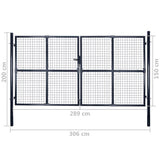 ZNTS Mesh Garden Gate Galvanised Steel 289x150 cm Grey 143365
