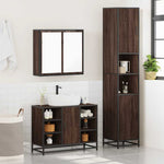 ZNTS 3 Piece Bathroom Furniture Set Brown Oak Engineered Wood 3301124