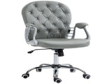 Office Chair Ergonomic 360&deg Swivel PU Diamante Padded Base 5 Castor Wheels for Home Work Grey T3398P344758
