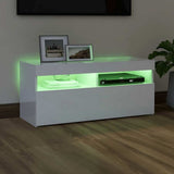 TV Cabinet with LED Lights High Gloss White 90x35x40 cm 804388